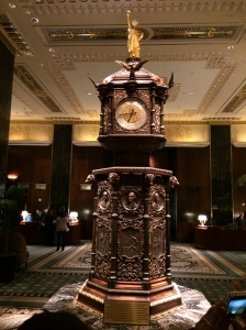 The lobby clock at the Waldorf-Astoria.