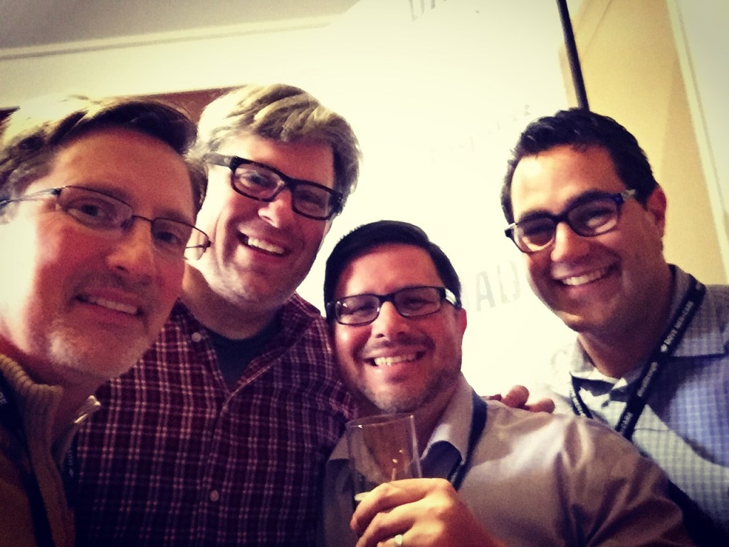 These guys and 400 others -- my extended family. We have a lot to say and we have a lot to do. The Dad 2.0 Summit brings us together for common purpose: To change the way the world thinks about fatherhood. That's a story. (L-R: me, Jeff Bogle, Out With the Kids; Chris Read, Canadian Dad; Jay Sokol, Dude of the House.